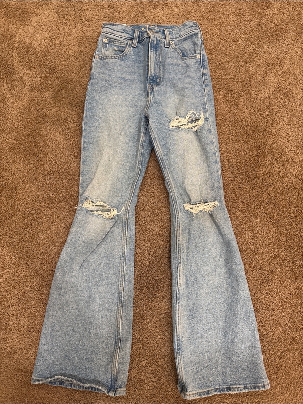 High-Rise Y2K Light Blue Distressed Flare Jeans